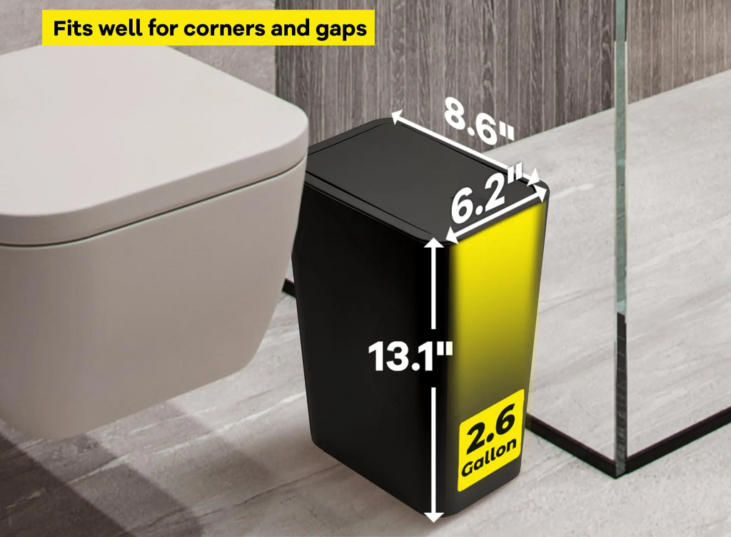 SmartClean 10L Bathroom Trash Can — Hygienic Push Lid
