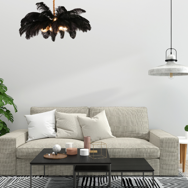 O'Moore Nordic Luxury Pendant Light, Brass/Feather | ventumra