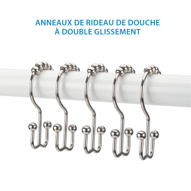 AquaGlide Stainless Steel Shower Hooks, 12-Pack — Ball Bearing
