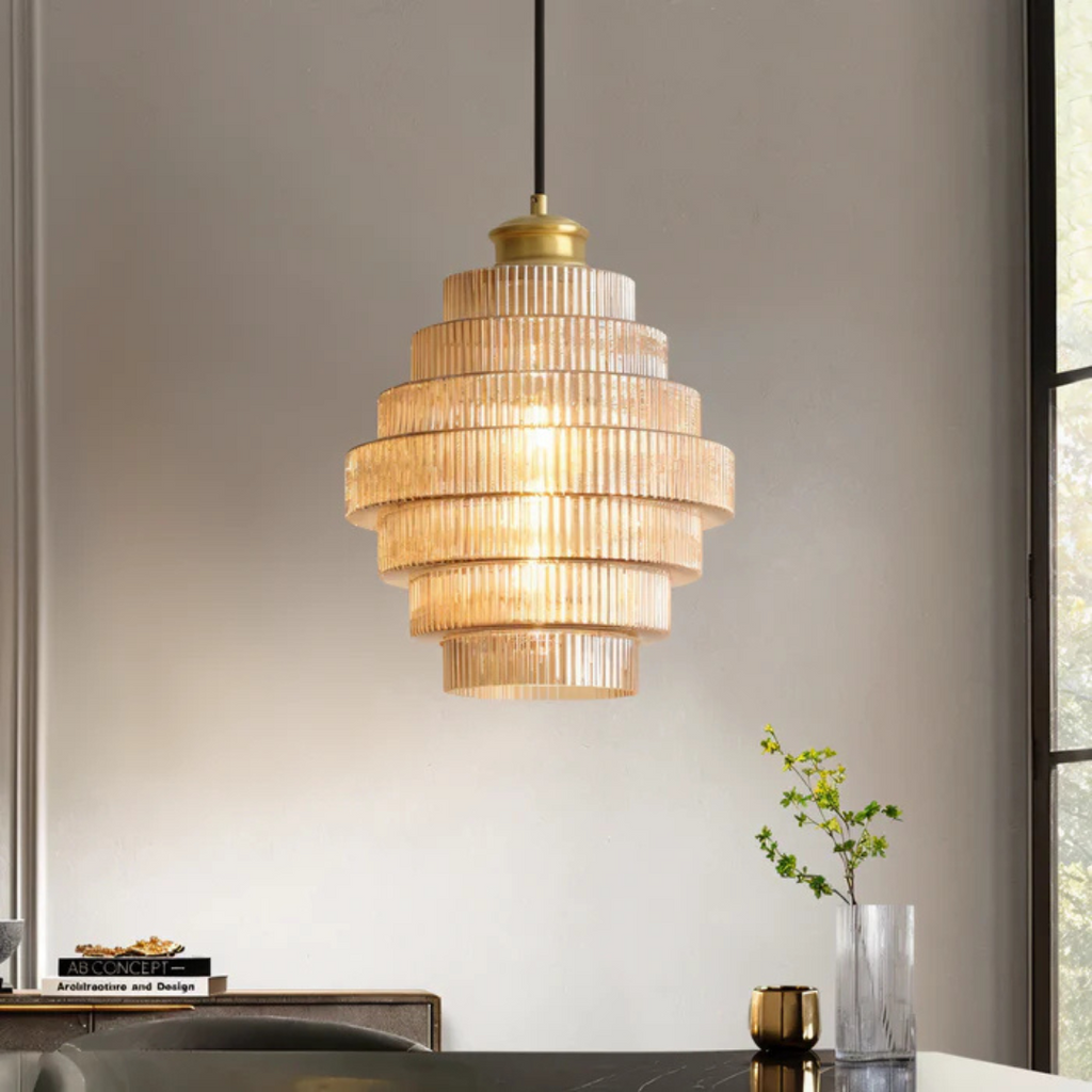 Aurelia Vintage Glass Pendant Light With Brass Accent