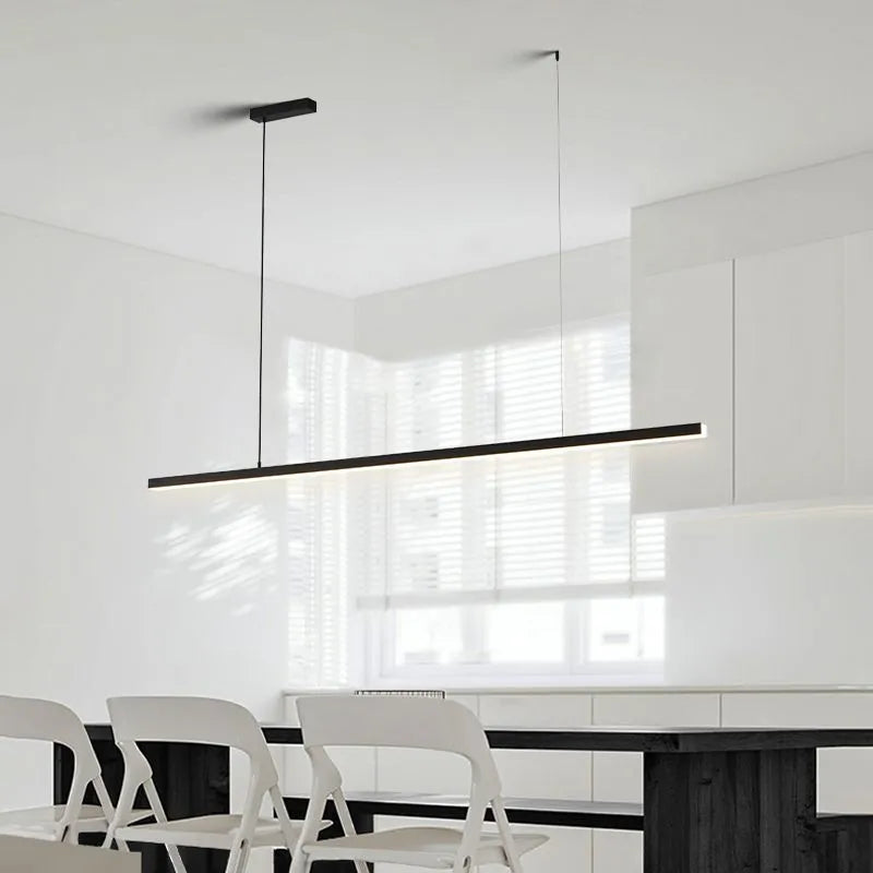 Arisha Minimalist Linear Metal Pendant Light, White/Black | ventumra