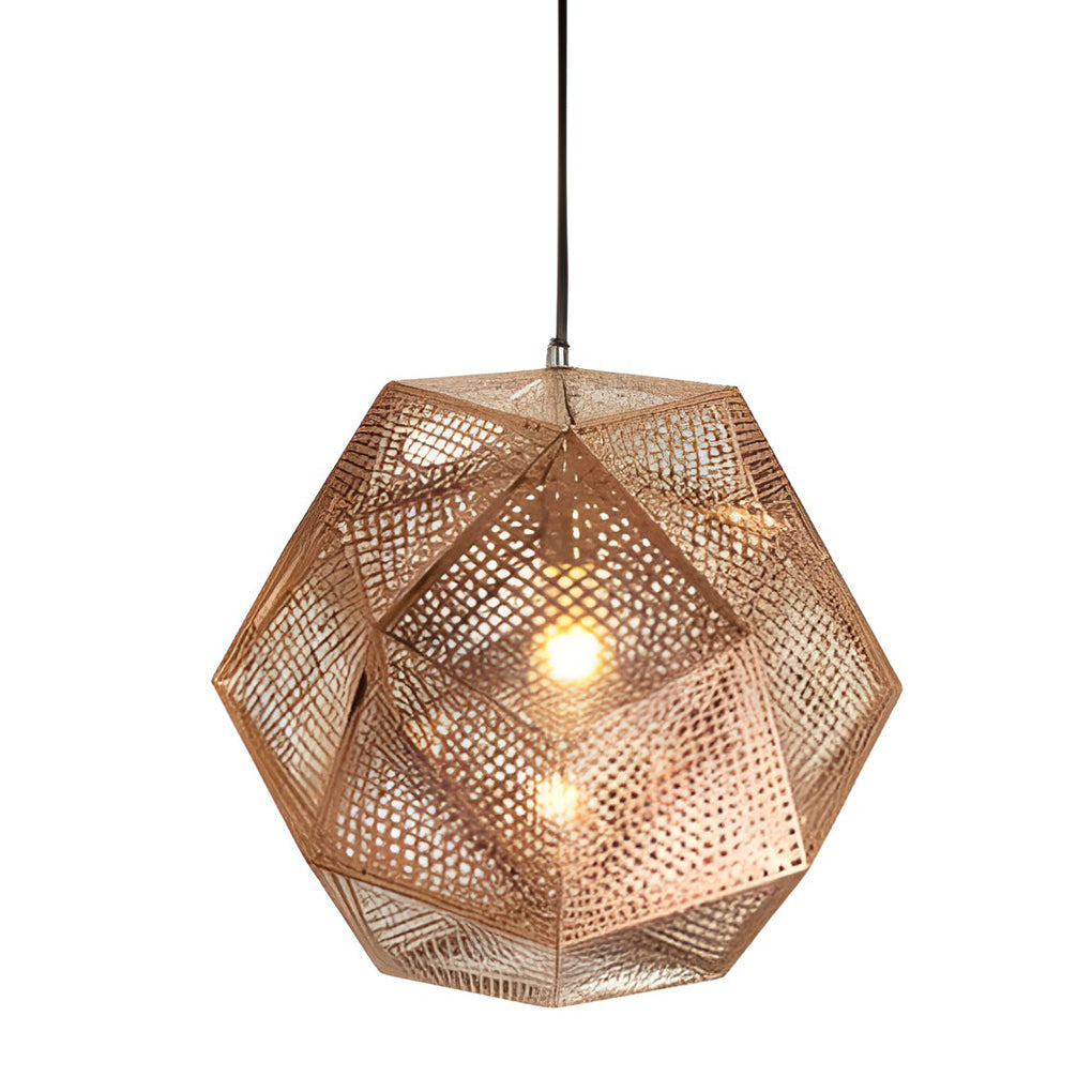 Lyra Geometric Round Pendant Lamp in Electrolytic Metal