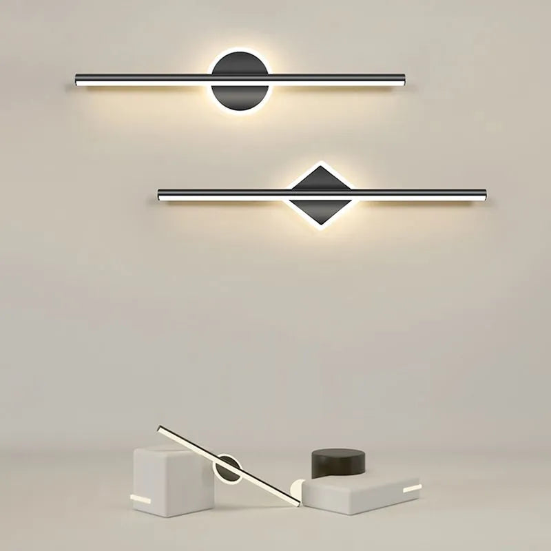 Arisha LED Linear Mirror Front Vanity Wall Lamp, Black/Gold | ventumra
