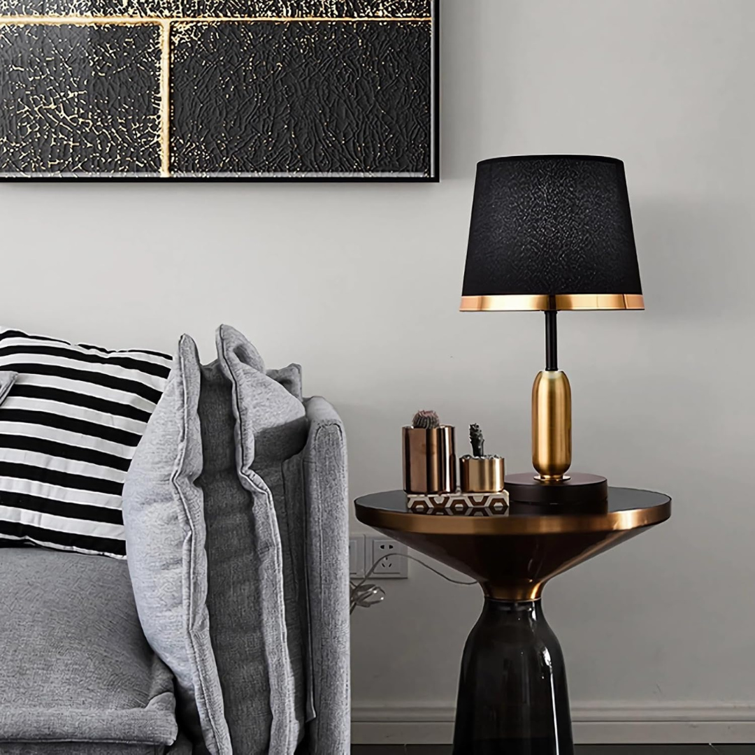 Merrow Modern Black Fabric Shade Table Lamp For Bedside Use