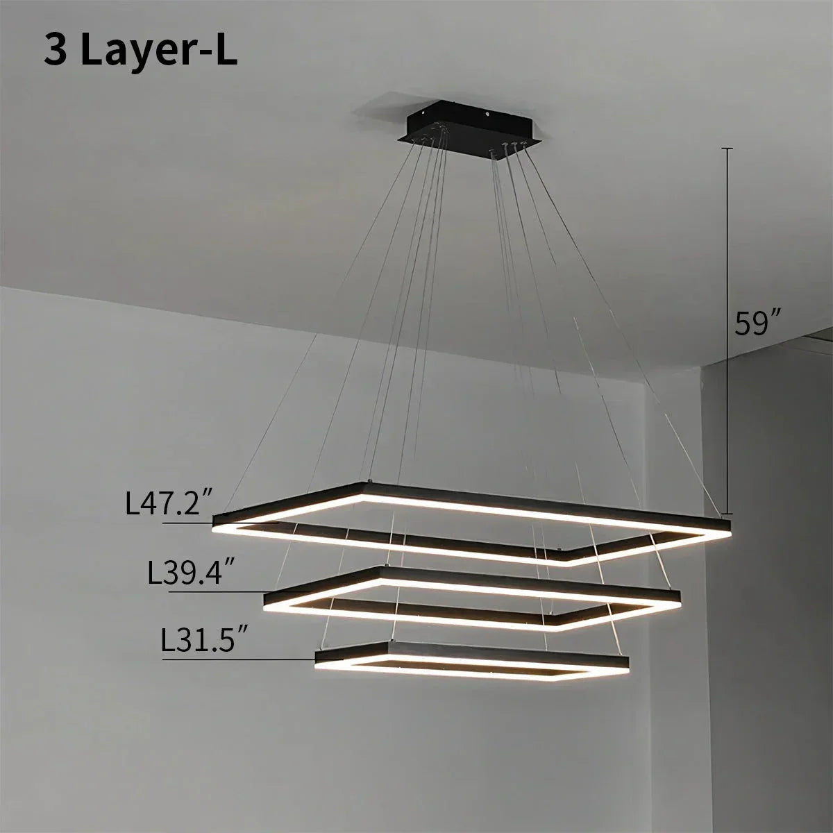 Modern Black Tiered Rectangular Chandelier For Contemporary Interiors | Ventumra