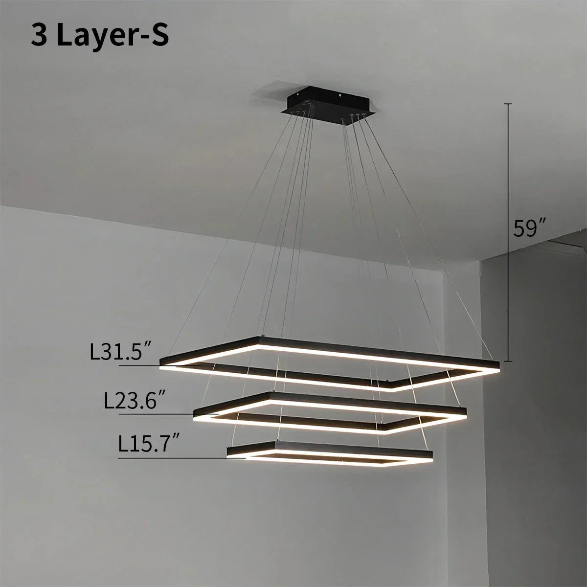 Modern Black Tiered Rectangular Chandelier For Contemporary Interiors | Ventumra