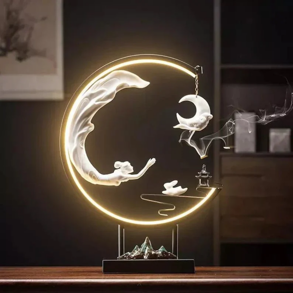 SerenGlow Incense Burner Table Lamp With Ambient Night Light