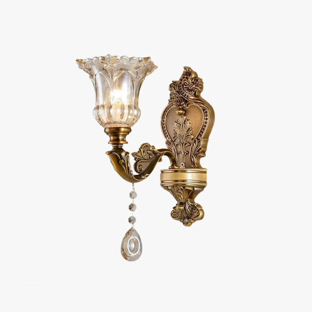 Ramiq Vintage Flor Metal/Glass Wall lamp, Gold | ventumra
