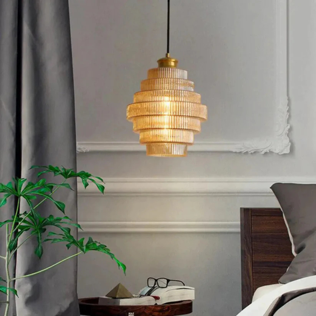 Aurelia Vintage Glass Pendant Light With Brass Accent