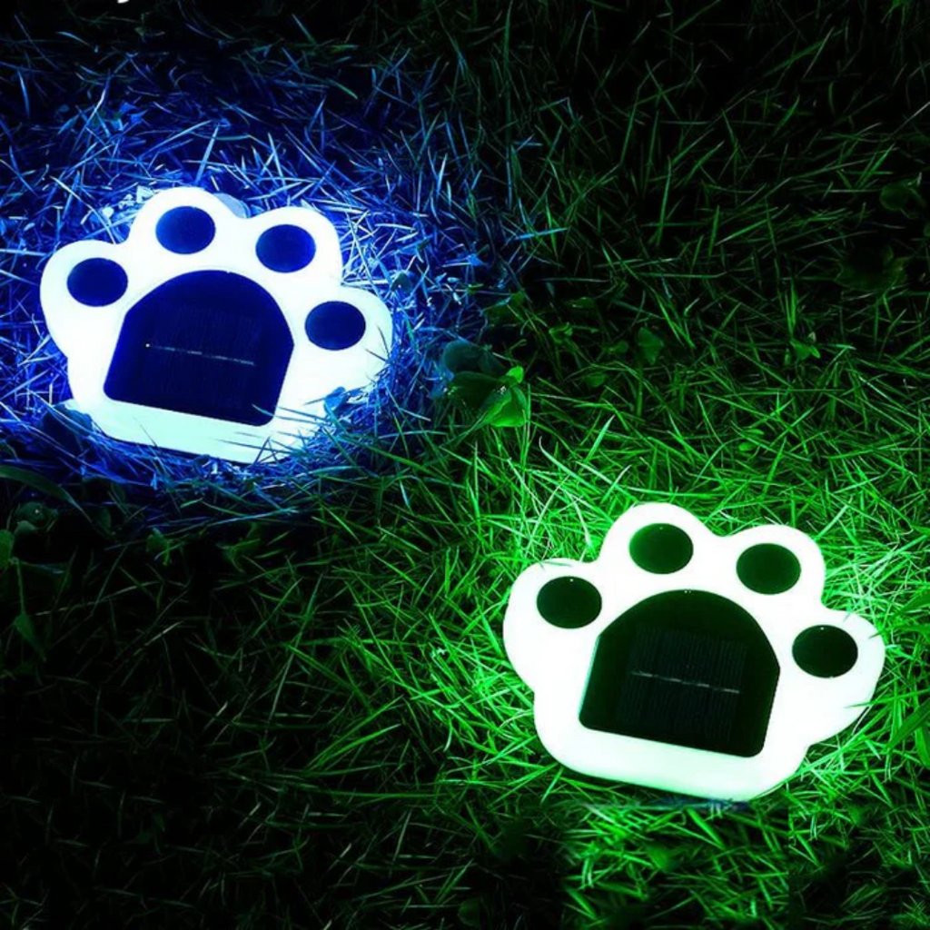 Solara Paw Print Solar Garden Lamp With Self Charging Panel