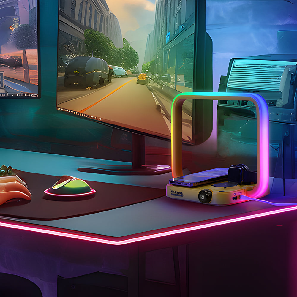 LumaCore 3-In-1 RGB Wireless Charging Desk Lamp With Timer