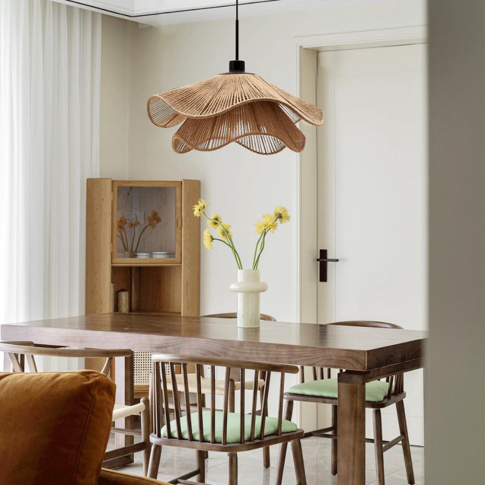 Solari Cove Jute Pendant Light for Boho Rustic Decor