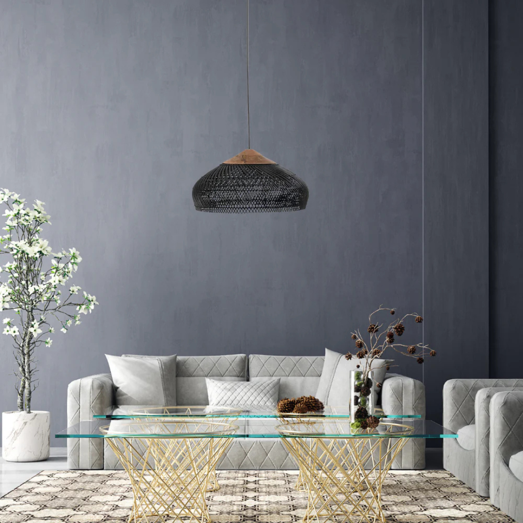 Aurelle Hand-Woven Rattan Boho Pendant Ceiling Light