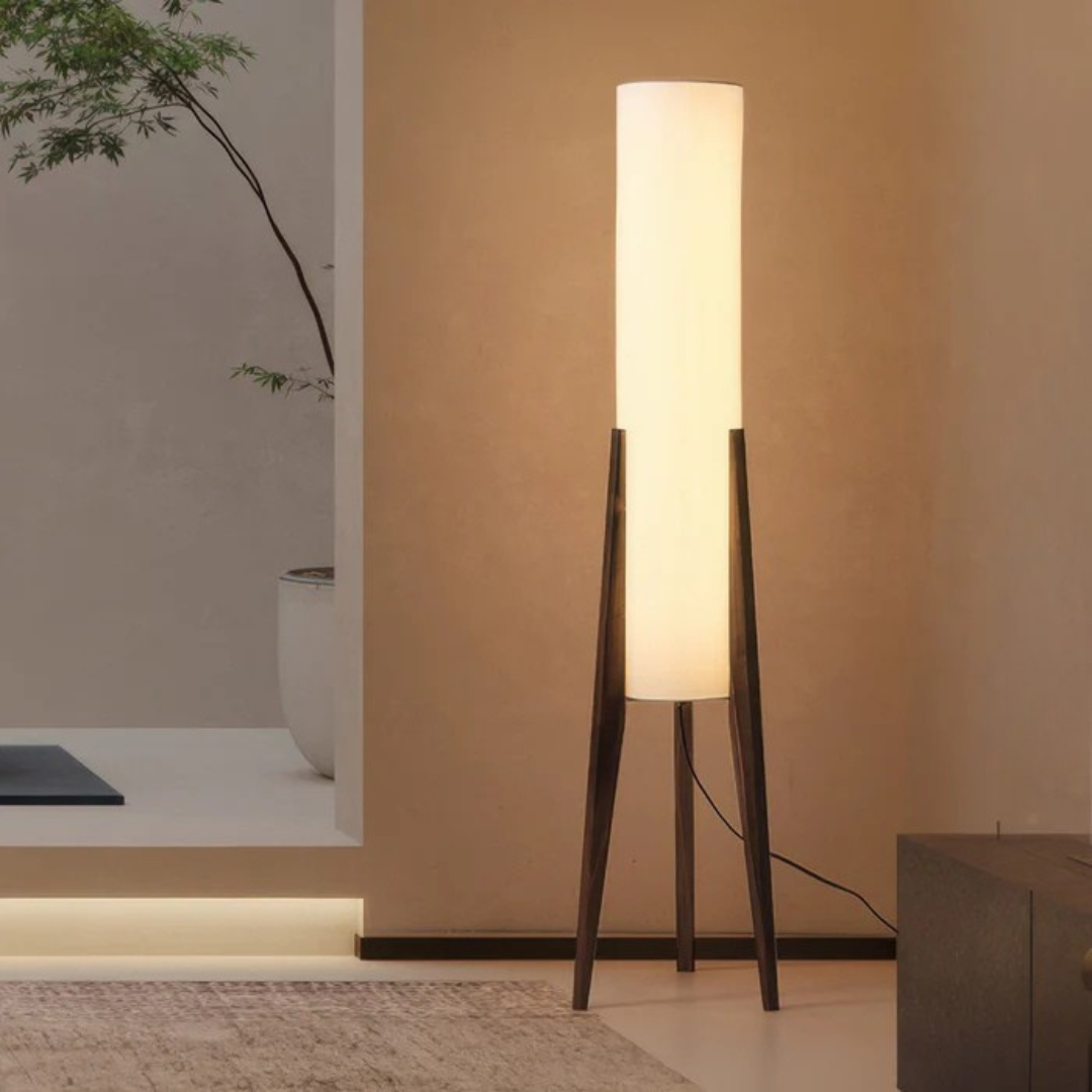 Brinwood Wooden Floor Lamp For Living Room, Natural Tone