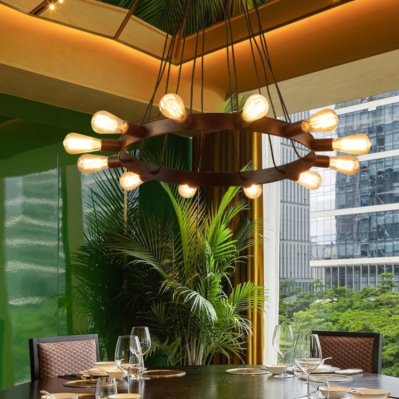 Silva Vintage LED Chandelier Brown Metal Living Room/Bar | ventumra
