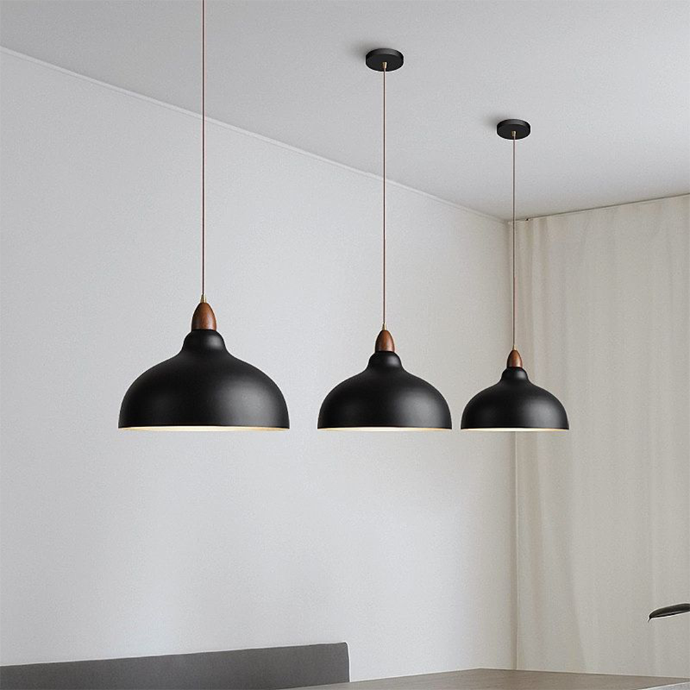 Sylvara Nordic Wood and White Metal Pendant Light Fixture