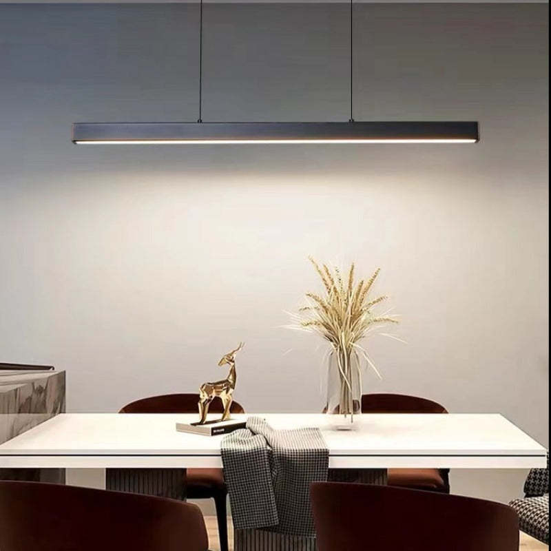 Nowoczesna liniowa metalowa lampa wisząca LED Thala, czarno-brązowa | ventumra