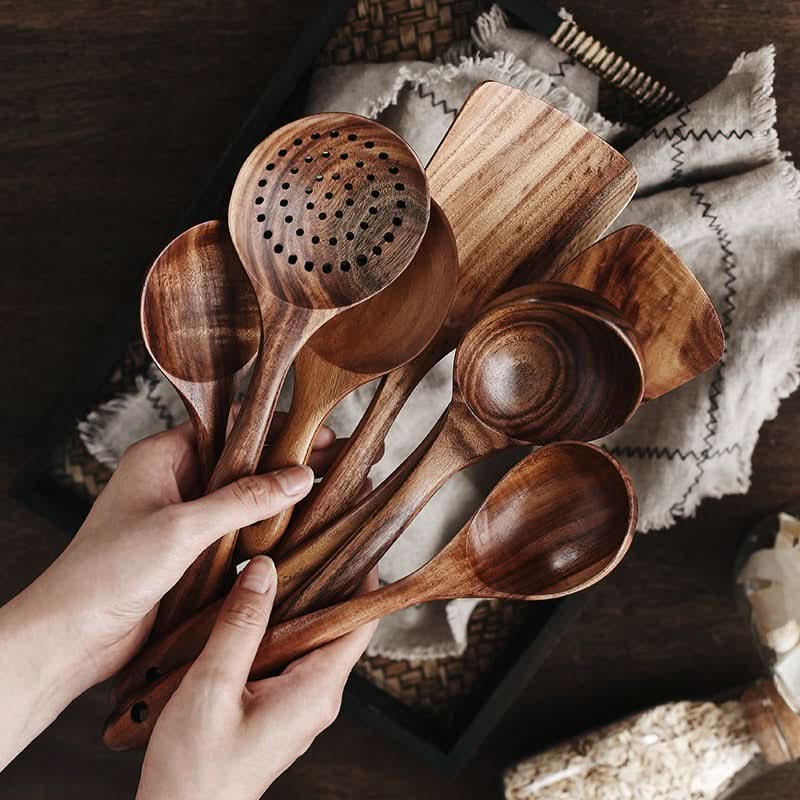 TimberGlow Teak Kitchen Utensil Set — Durable, Stylish, Heat Resistant