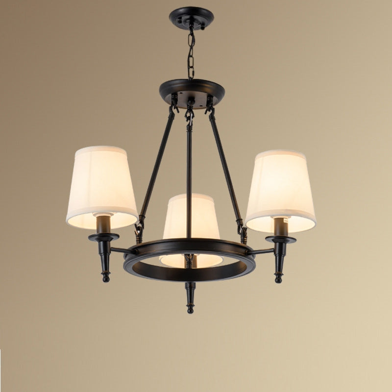 Silva vintage Ring Metal/Fabric Chandelier, Black/Copper | ventumra