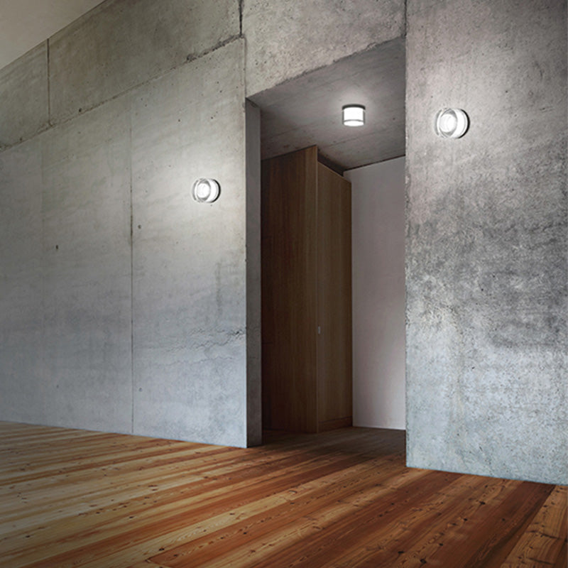 Ray Modern Mini Drum Metal/ Outdoor Wall Lamp, Transparent | ventumra