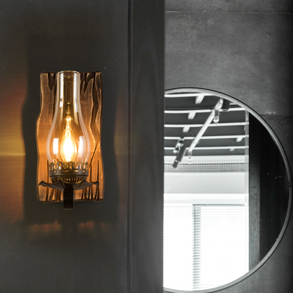 Epoch Wall Lamp Vintage Candle Wooden Glass, Bedroom | ventumra
