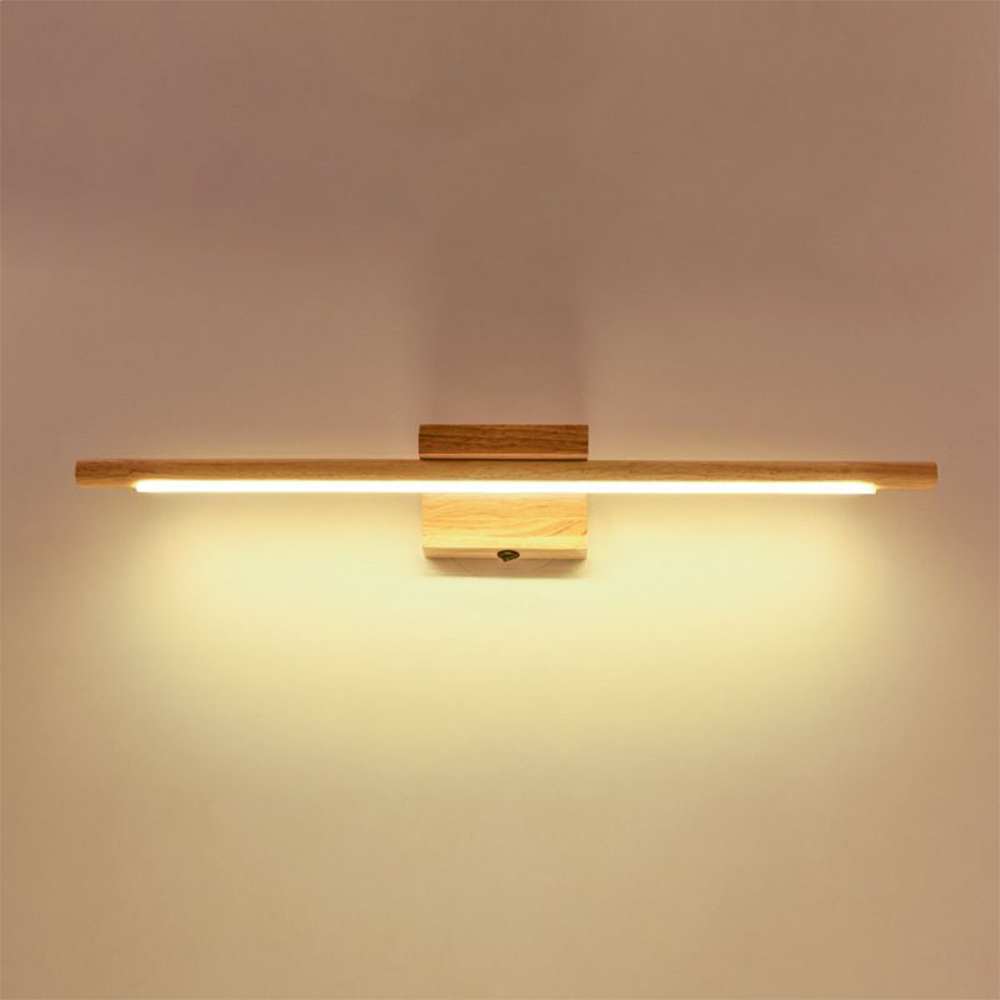 Muto Nature Wood Linear Mirror Front Vanity Wall Lamp | ventumra