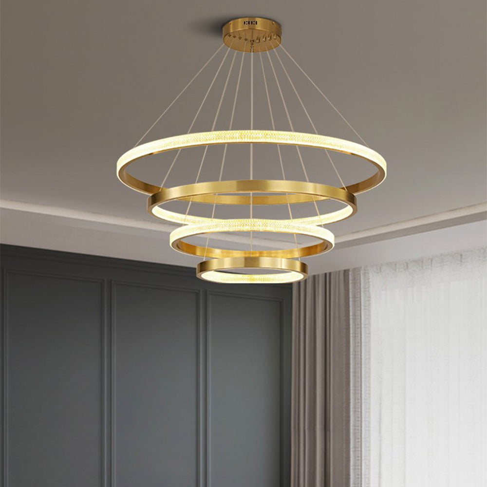 Kristy Modern Ring Metal/Arcylic LED Pendant Light, Black/Gold | ventumra