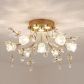 Arisha Art Deco Elegant Golden Crystal Flower Flush Mount Ceiling Light | ventumra