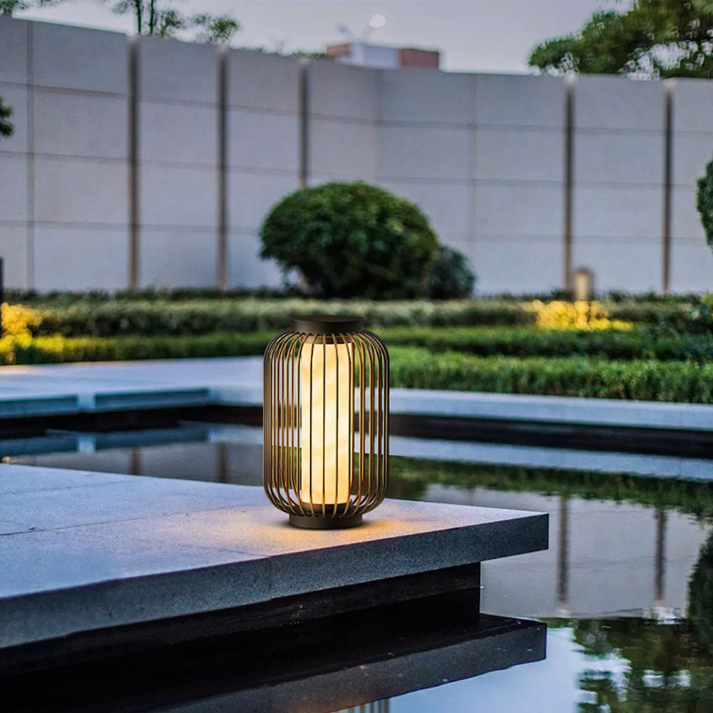 Ray Lantern Solar/Rechargeable Outdoor Floor Lamp, Brown | ventumra