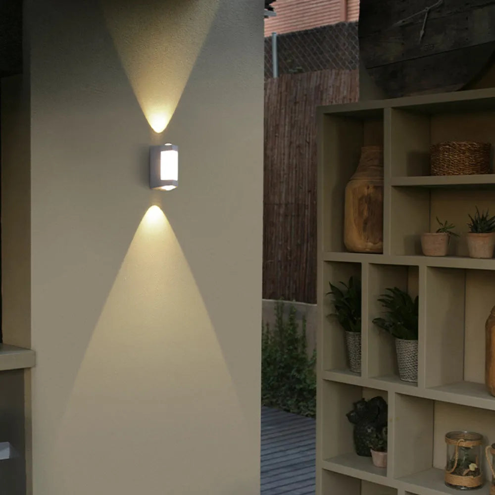 Marve Nordic Up Down Outdoor Wall Lamp, White/Black | ventumra
