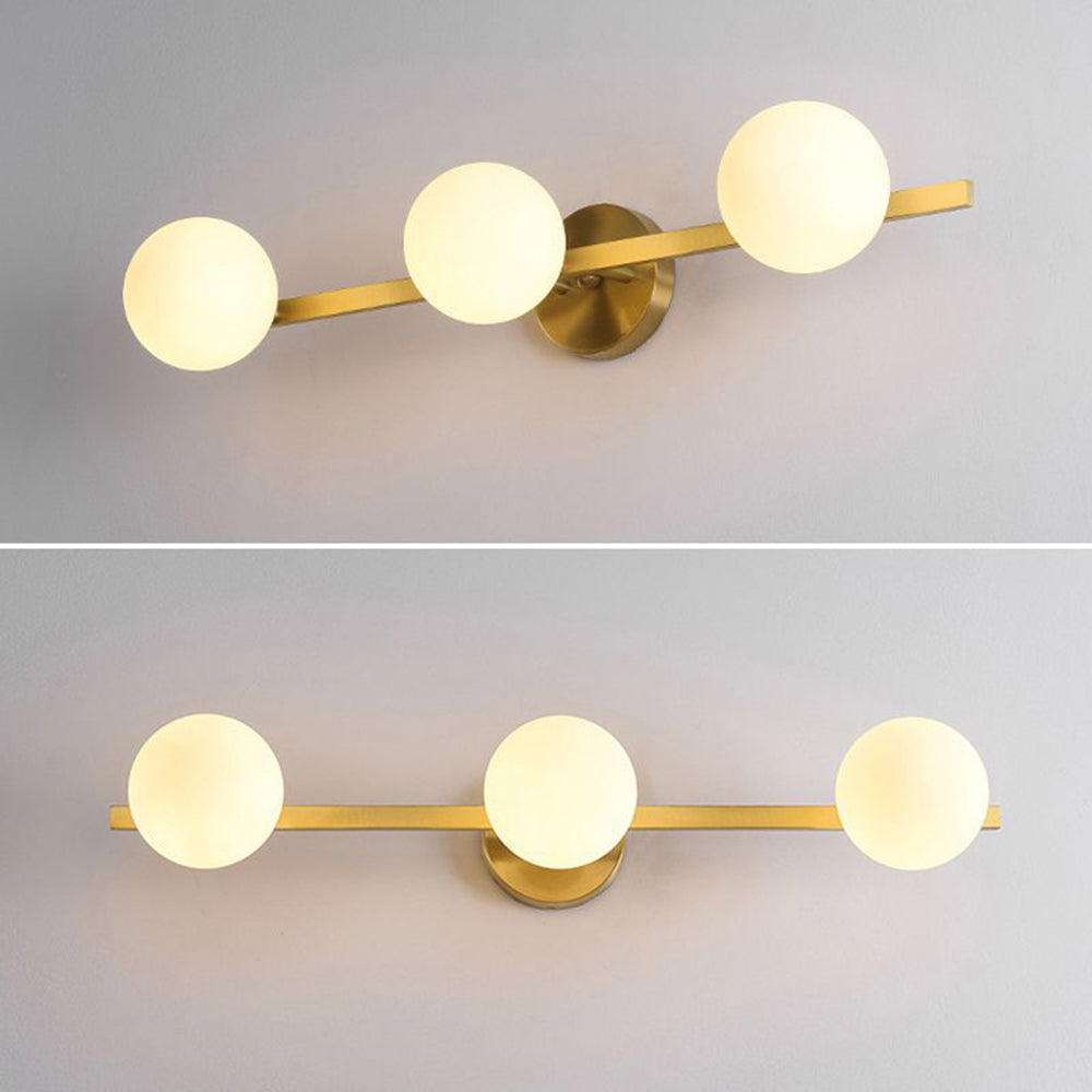 Valentina Retro Globe Linear Metal/Glass Wall Lamp, Gold, Bathroom | ventumra