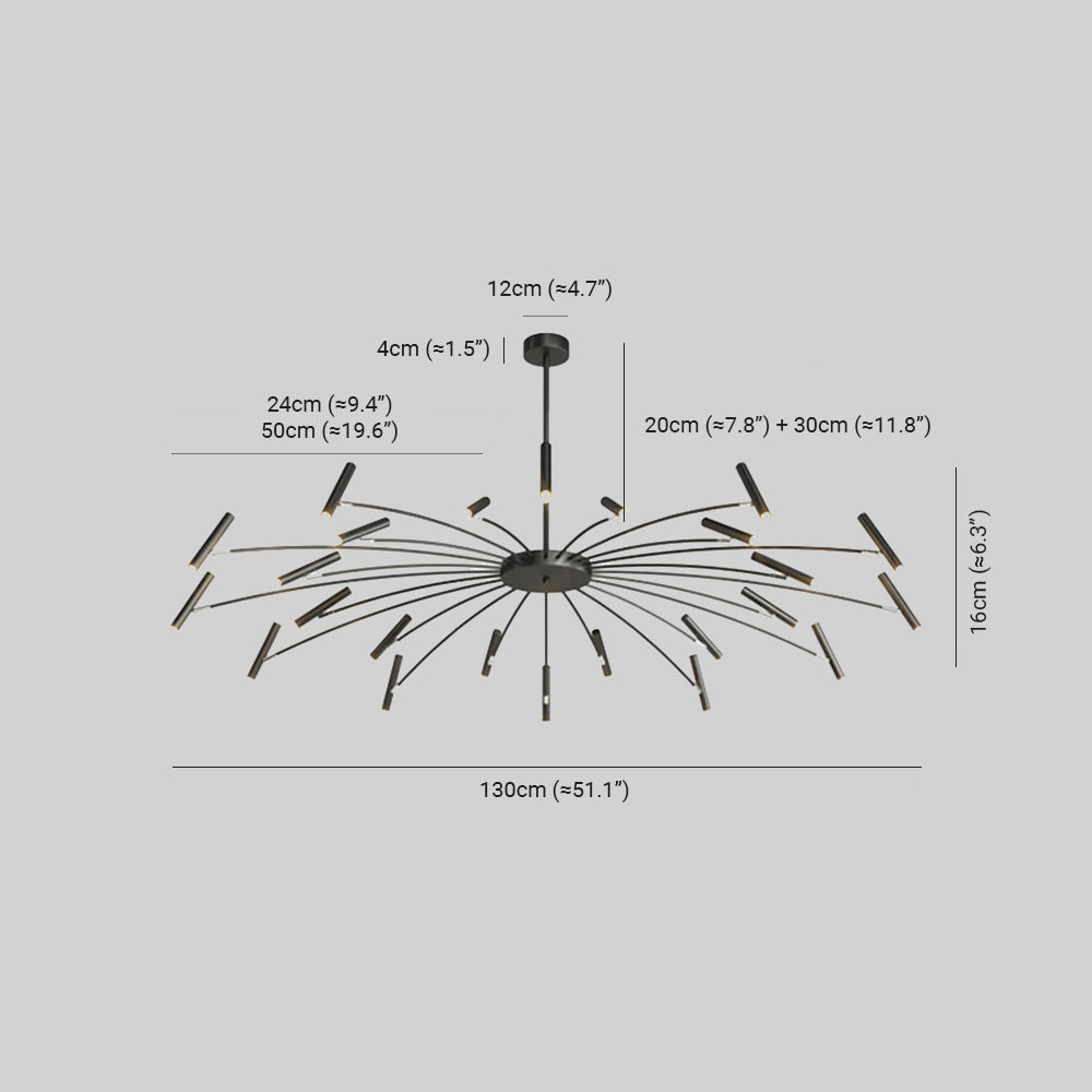 Arisha Modern Blown Linear Metal Multi-heads Chandelier | ventumra