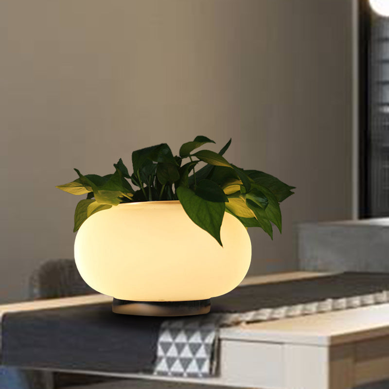 LumaLeaf Oval Glass Table Lamp Industrial LED Plant Decor