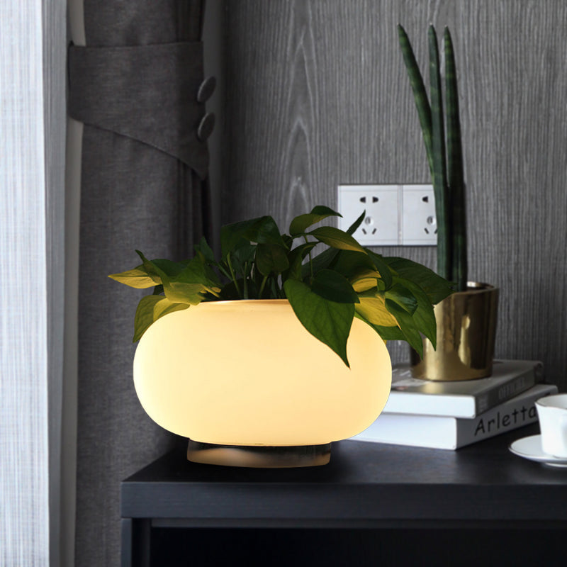 LumaLeaf Oval Glass Table Lamp Industrial LED Plant Decor