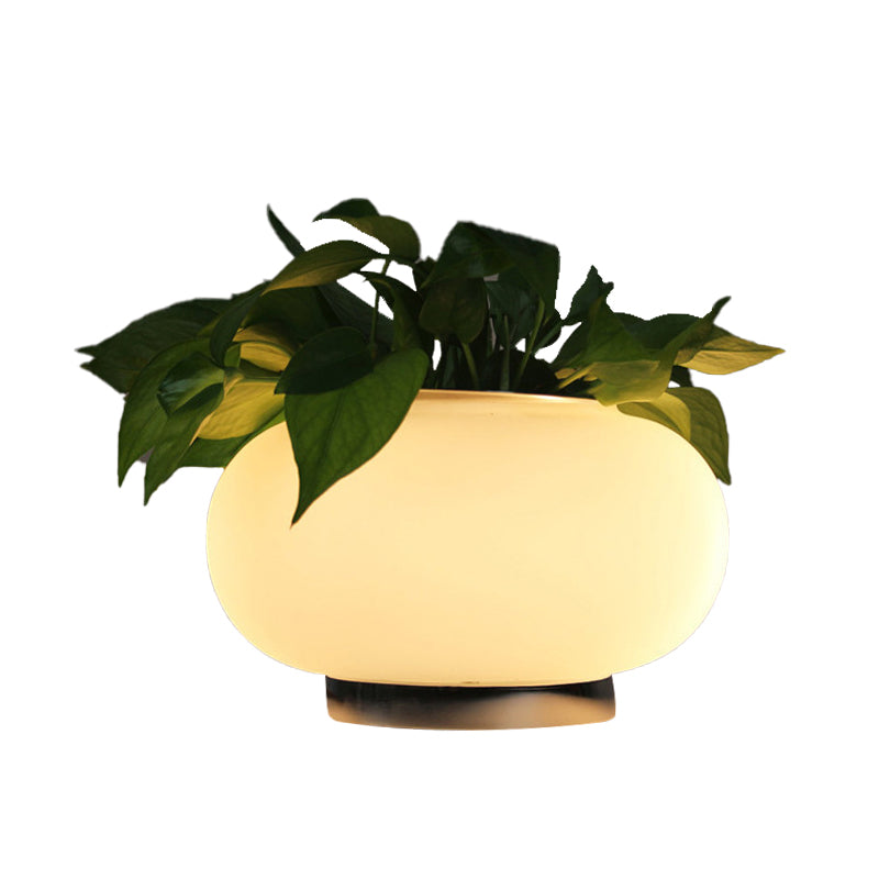 LumaLeaf Oval Glass Table Lamp Industrial LED Plant Decor