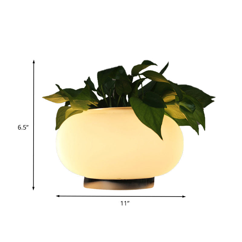 LumaLeaf Oval Glass Table Lamp Industrial LED Plant Decor