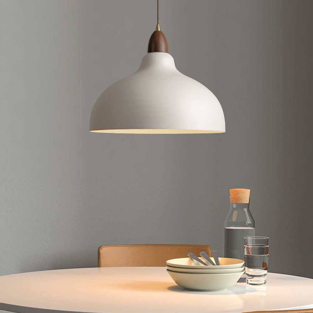 Sylvara Nordic Wood and White Metal Pendant Light Fixture