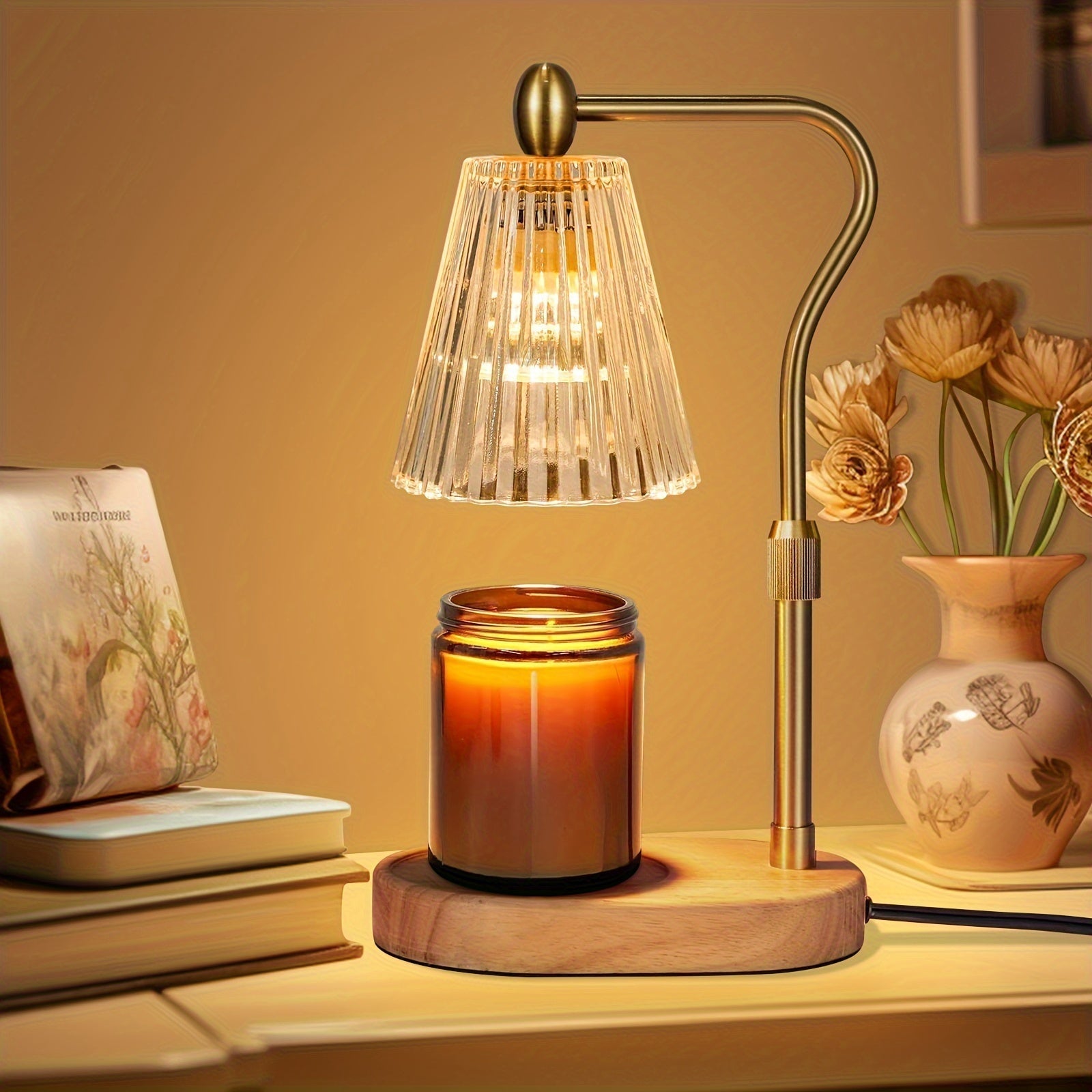 Cozy Warming Candle Lamp With Adjustable Height And Timer