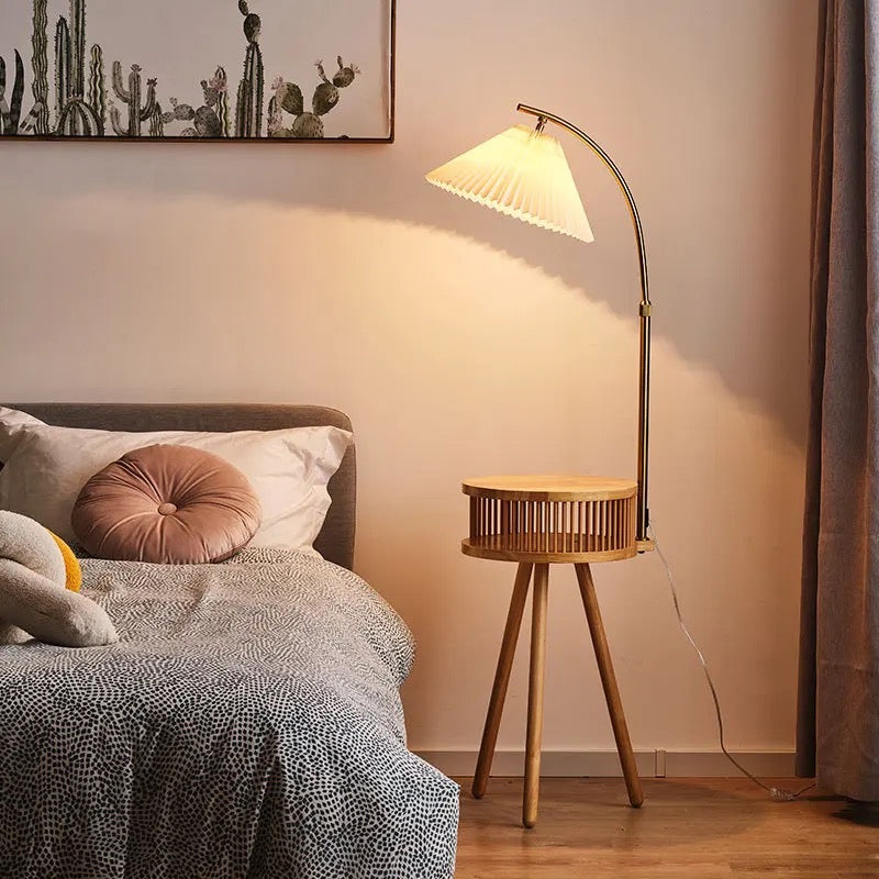 Aurelia Arc Floor Lamp Wooden LED Corner Bedside Light