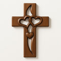 Handcrafted Wooden Cross Wall Decor — Intertwined Hearts