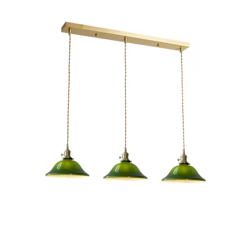 Valentina Rustic Vintage LED Pendant Light Green Copper Glass Dining Room | ventumra
