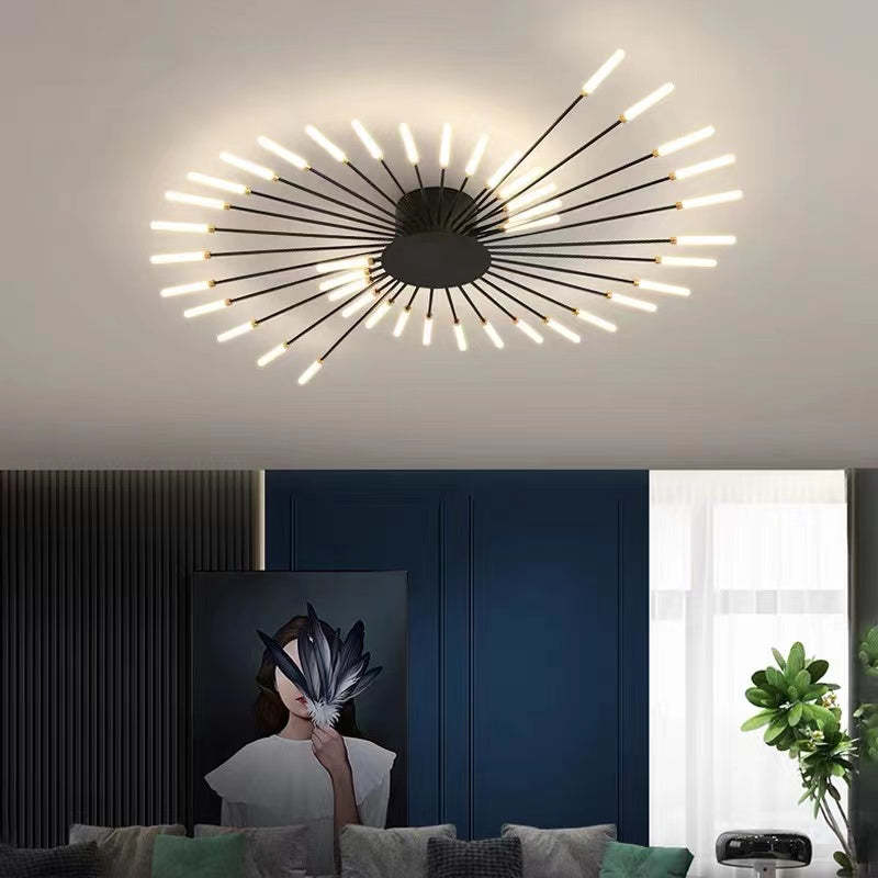Wesley Flush-Mount Ceiling Light Fireworks, Black/Gold - Neutralighting
