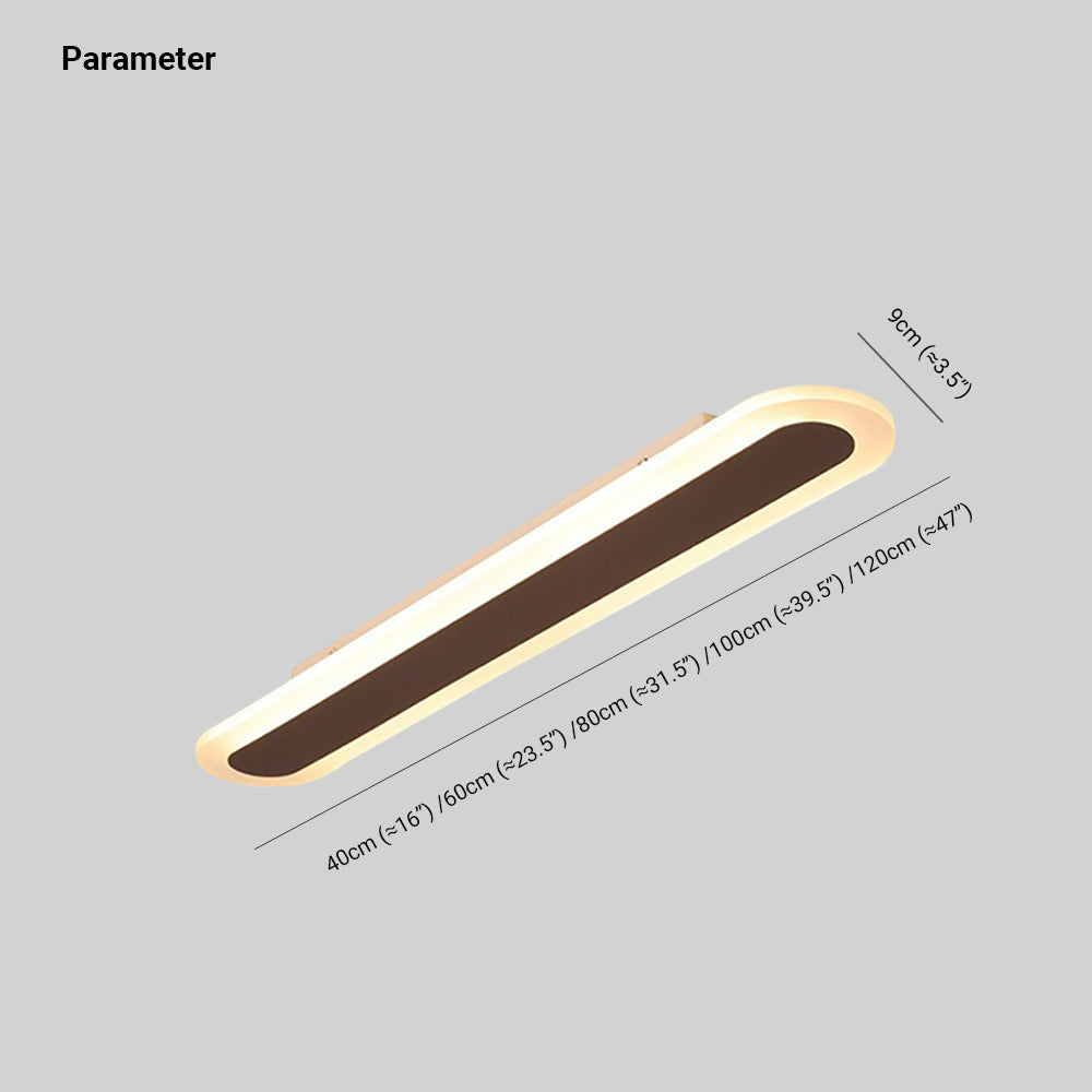 Arisha Minimalist Oval Linear Flush Mount Ceiling Light, White/Coffee | ventumra
