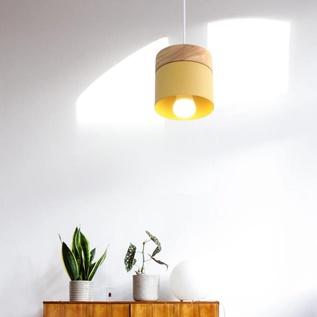 Valentina Modern Can Shape Metal/Wood Pendant Light | ventumra