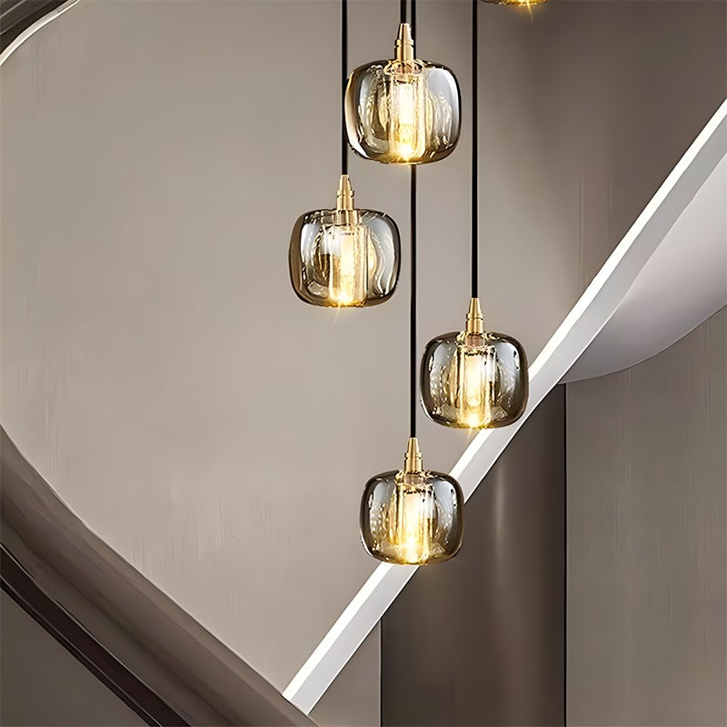 Multicolor Glass Pendant Light Fixture With Layered Lighting | Ventumra