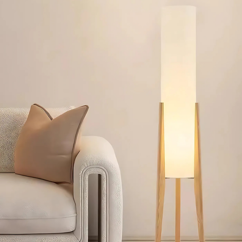 Brinwood Wooden Floor Lamp For Living Room, Natural Tone