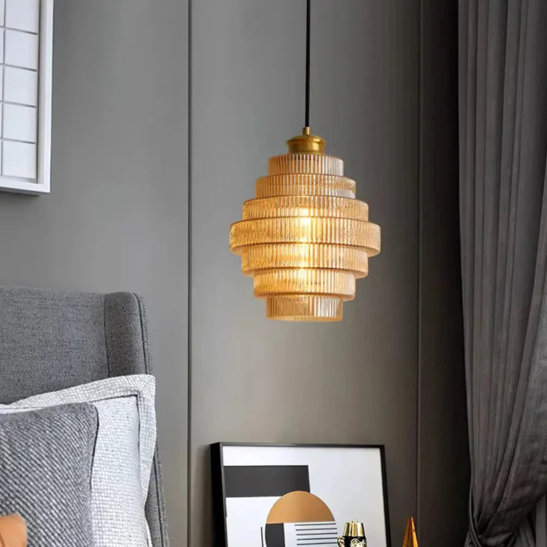 Aurelia Vintage Glass Pendant Light With Brass Accent