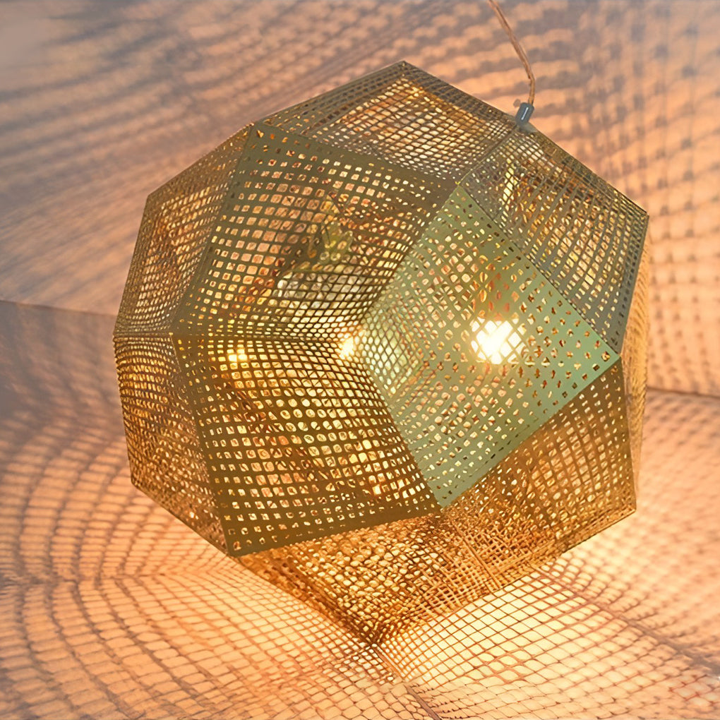Lyra Geometric Round Pendant Lamp in Electrolytic Metal