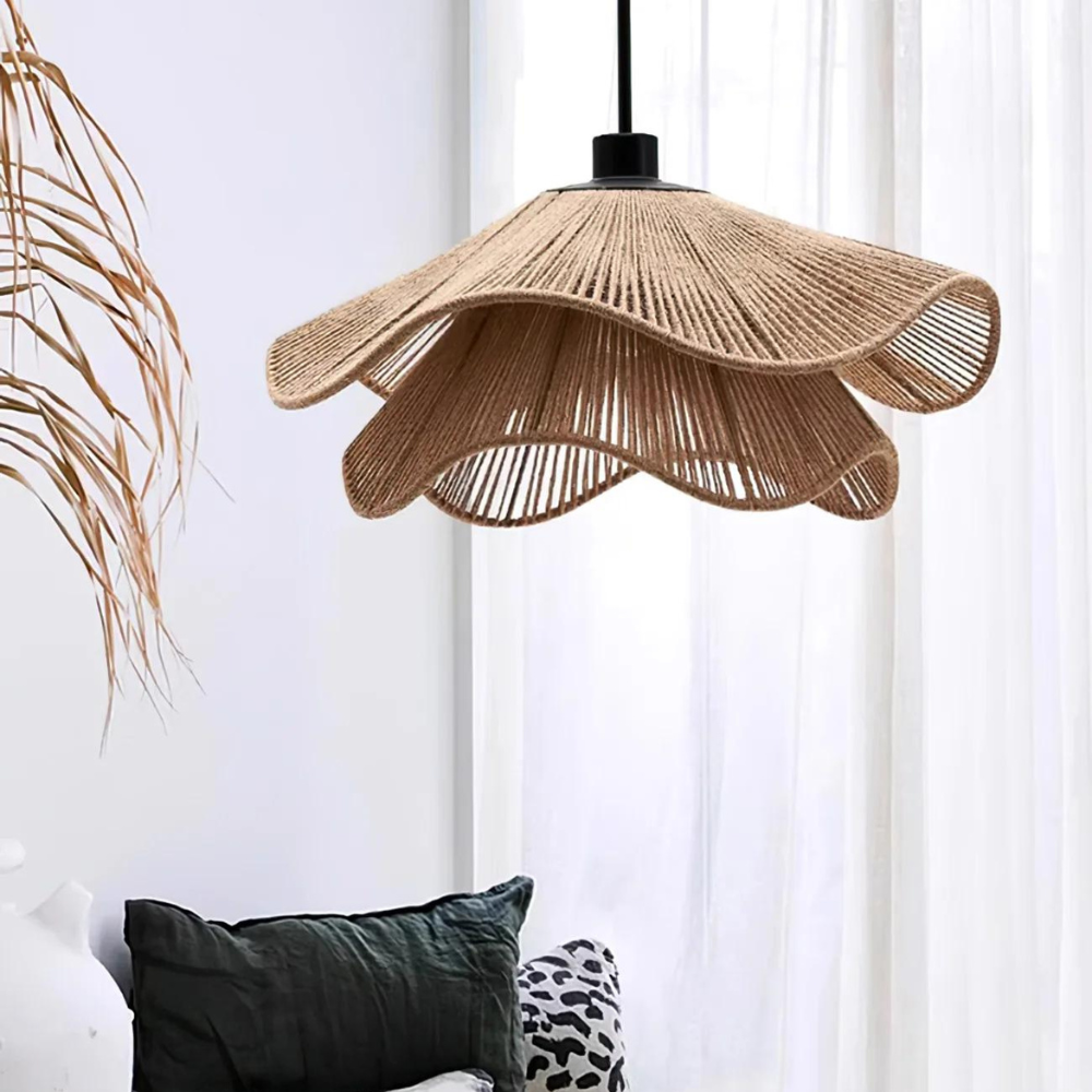 Solari Cove Jute Pendant Light for Boho Rustic Decor