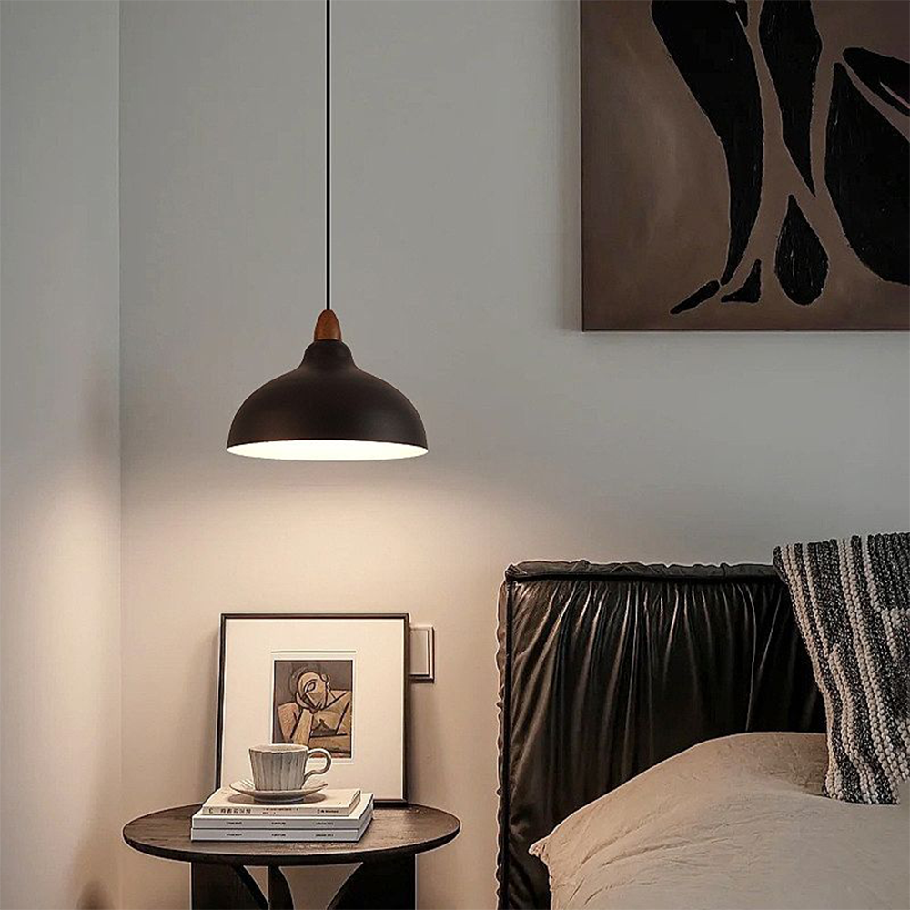 Sylvara Nordic Wood and White Metal Pendant Light Fixture